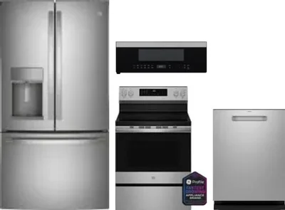 4 Piece Package Includes Refrigerator, Range, Microwave And Dishwasher
